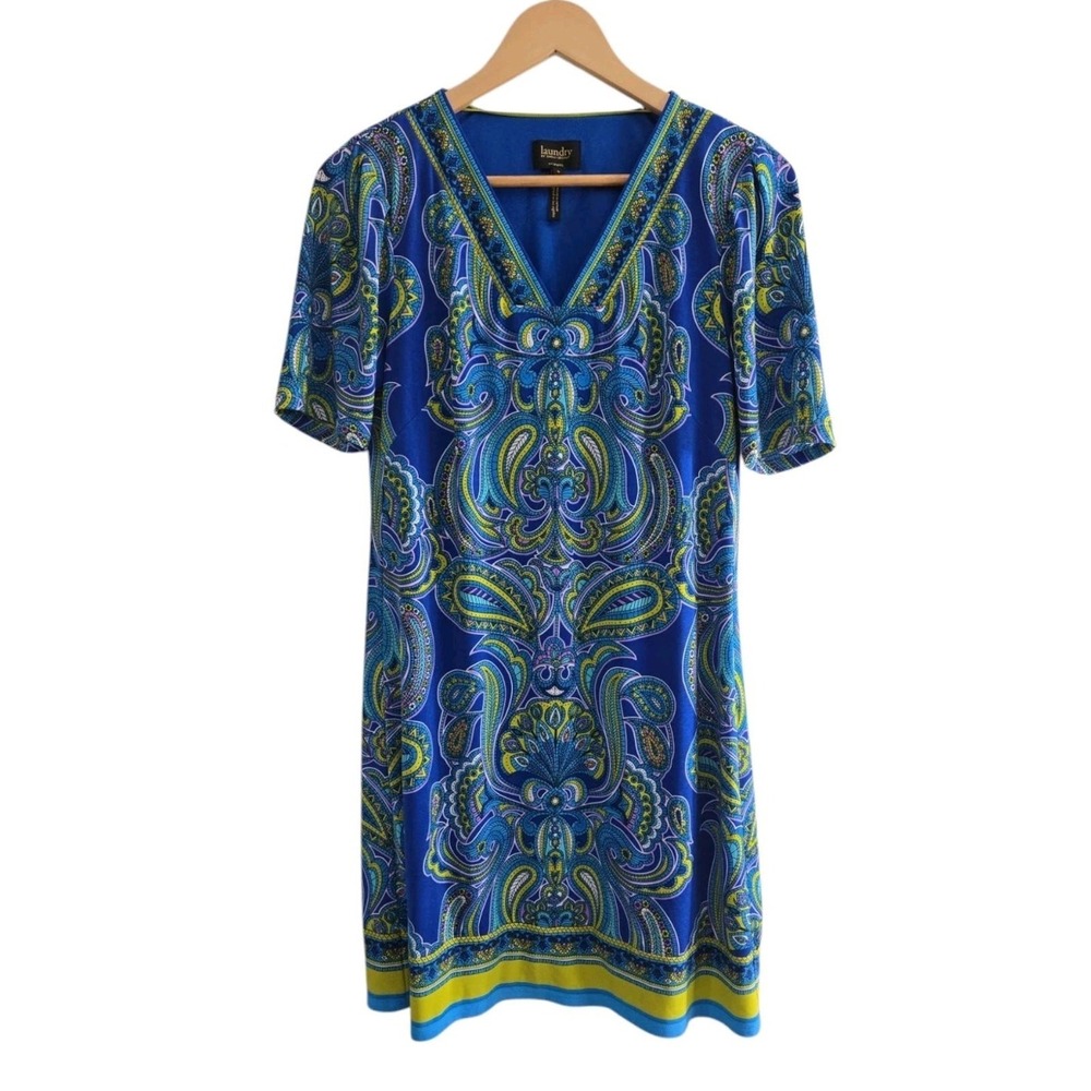 Laundry By Shelli Segal Paisley Dress Lined Short Sleeve Size S‎